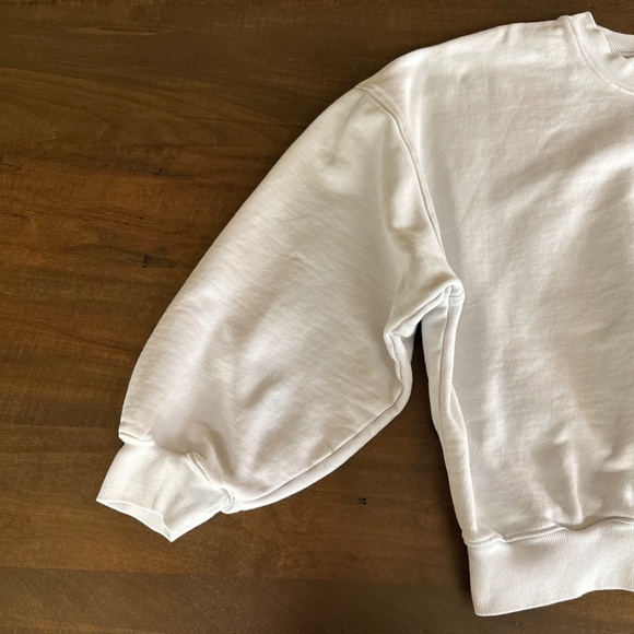 AGOLDE Women's Balloon Sleeve Cropped Sweatshirt Light Grey Paper Mache Size M - Picture 4 of 11